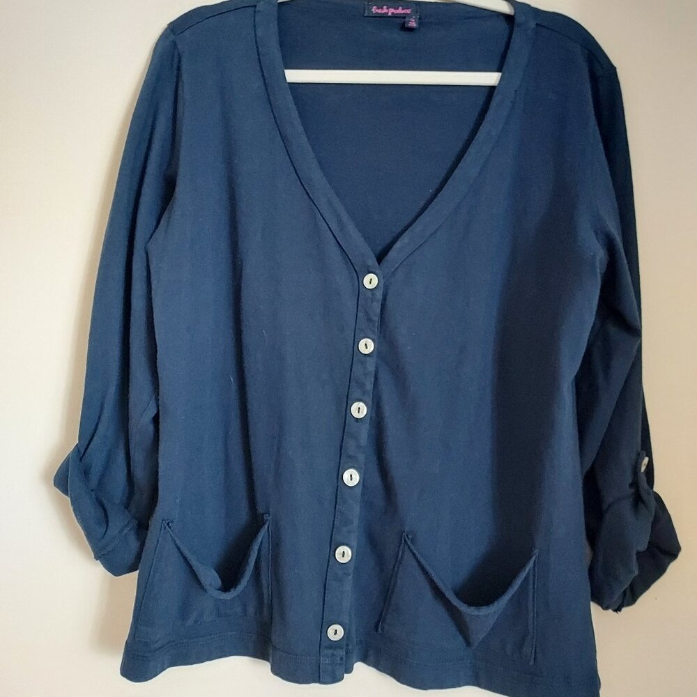 Fresh Produce Navy Cotton Women's Cardigan size XL